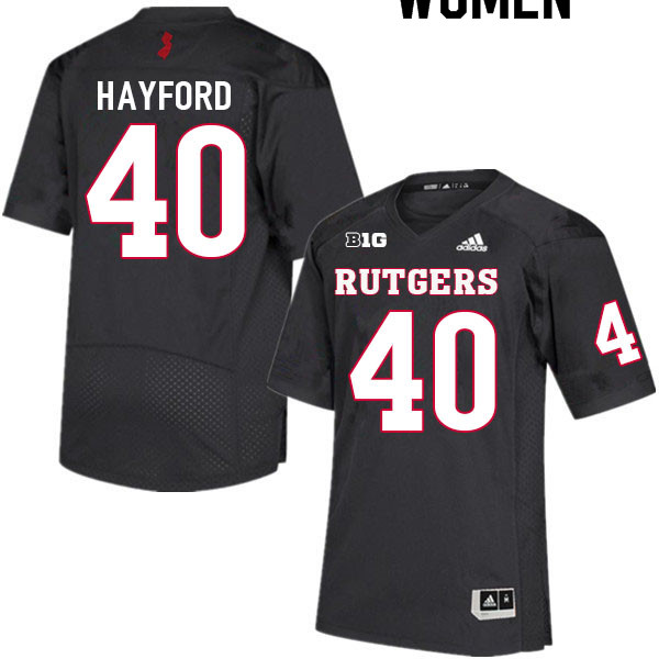 Women #40 Joe Hayford Rutgers Scarlet Knights College Football Jerseys Sale-Black - Click Image to Close